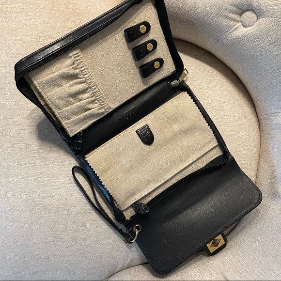 Genuine Leather Travel Jewelry Case - Black - Madison Burke - Wristlet - Picture 2 of 5